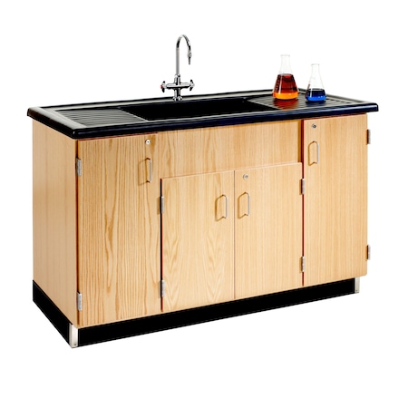 Clean Up Sink, Oak, Wood Frame, 55-1/2 in W, Red MPN:3303K