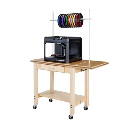 Multi-Purpose Mobile Cart, Oak, Maple Wood Frame, 36 in W, Red MPN:3DP-3624M
