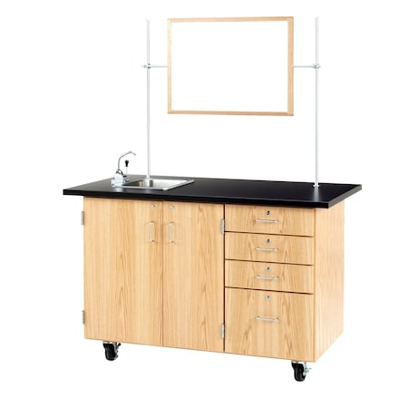 Mobile Demo Center, Oak, Wood Frame, 54 in W, Black/Red MPN:4342K