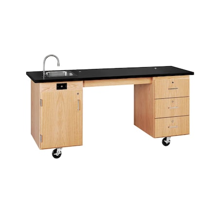 Mobile Lab, Oak, Wood Frame, 72 in W, Red MPN:4352K