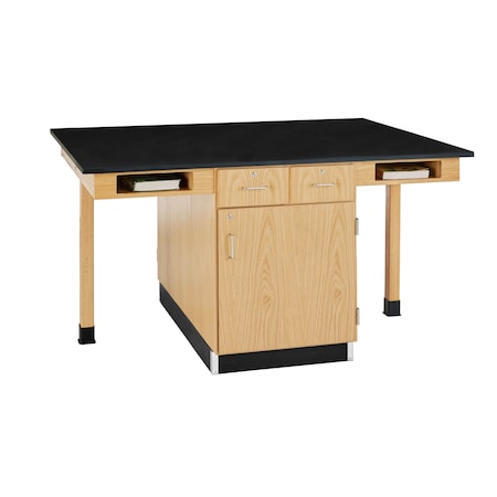 4 Station Table, Red Oak, Wood Surface, 66