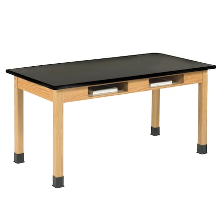 Compartment Table, Oak, Wood Frame, 48 in W, Black MPN:C7102BK30N