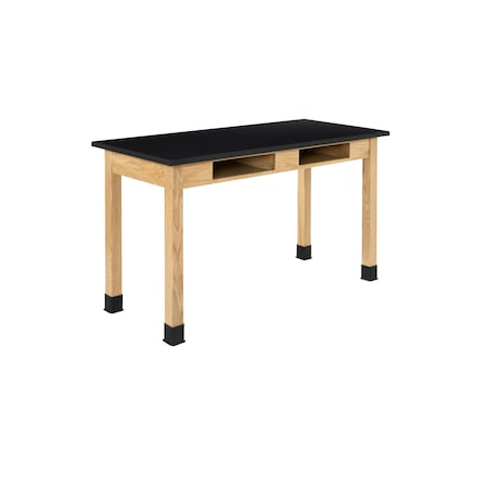 Compartment Table, Oak, Wood Frame, 54 in W, Black MPN:C7202BK30N
