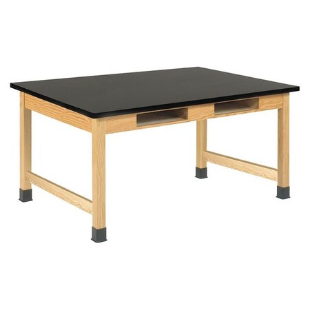 Compartment Table, Red Oak, Wood Surface, 60