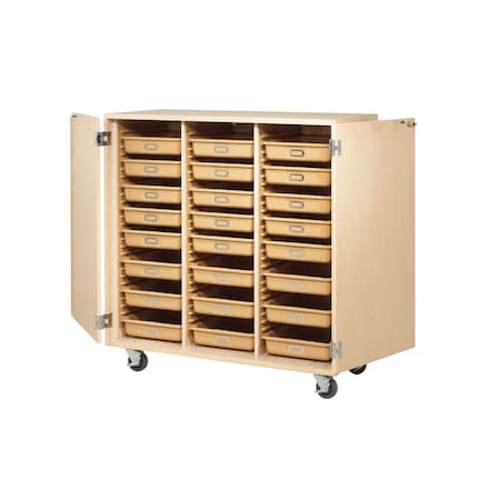Mobile Tote Tray Cabinet, Maple, 214 lb. MPN:MTTC-4824WDM