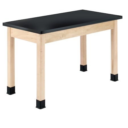 Plain Apron Table, Maple, Maple Wood Frame, 48 in W, Black/Maple MPN:P7106M30N