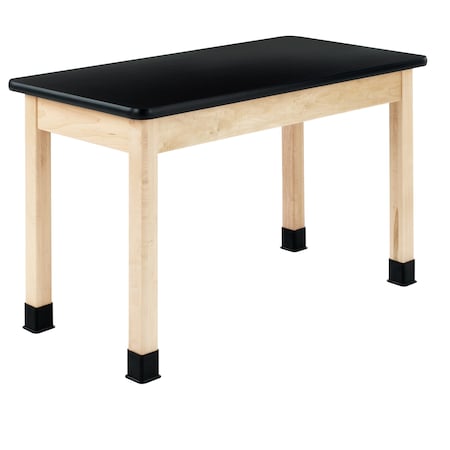 Plain Apron Table, Maple, Maple Wood Frame, 48 in W, Black MPN:P710LBBM30N