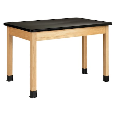 Plain Apron Table, Oak, Wood Frame, 48 in W, Black MPN:P712LBBK30E