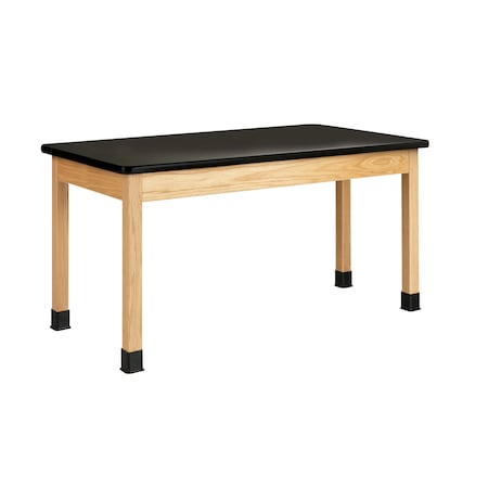 Plain Apron Table, Oak, Wood Frame, 54 in W, Black MPN:P7132BK30N