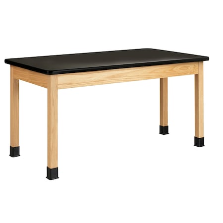 Plain Apron Table, Oak, Wood Frame, 54 in W, Black MPN:P713LBBK30E