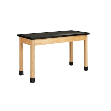 Plain Apron Table, Oak, Wood Frame, 54 in W, Black MPN:P7202BK30E