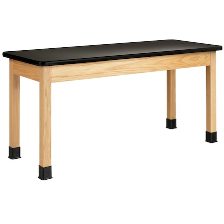 Plain Apron Table, Oak, Wood Frame, 60 in W, Black MPN:P721LBBK30E