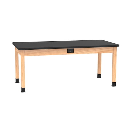 Plain Apron Table, Oak, Wood Frame, 72 in W, Black MPN:P723LBBK30E