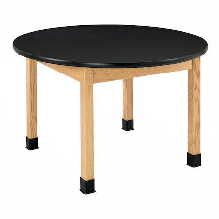 Plain Apron Table, Oak, Wood Frame, 48 in W, Black MPN:P748LBBK30N