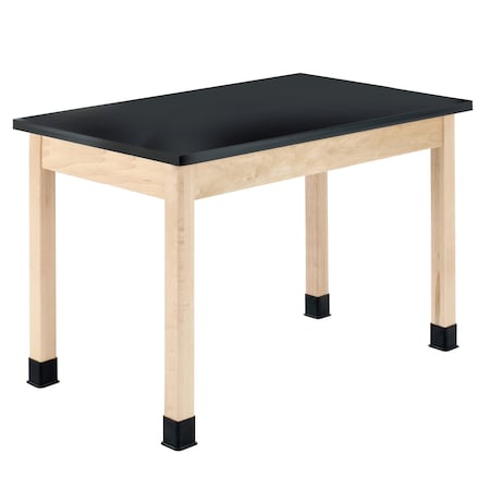 Plain Apron Table, Maple, Maple Wood Frame, 60 in W, Black/Maple MPN:P7606M30N