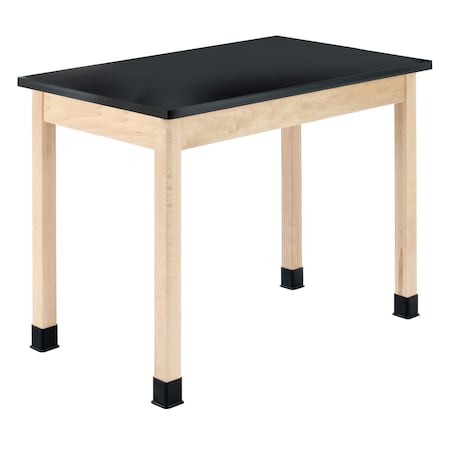 Plain Apron Table, Maple, Maple Wood Frame, 60 in W, Black/Maple MPN:P7606M36N