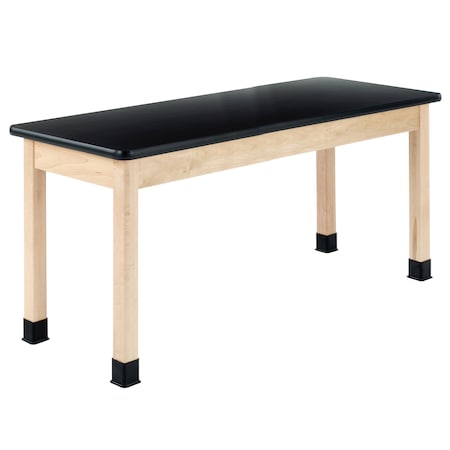 Plain Apron Table, Maple, Maple Wood Frame, 60 in W, Black MPN:P760LBBM30N