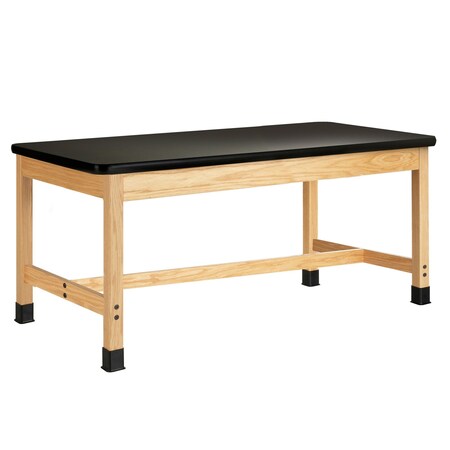 Plain Apron Table, Oak, Wood Frame, 54 in W, Black MPN:P780LBBK30L