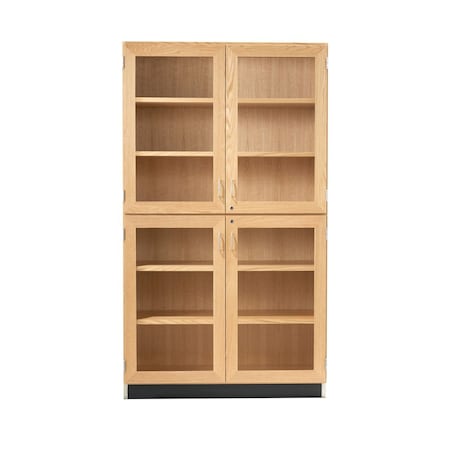 Tall Storage Cabinet, 4 Doors Glass, Oak MPN:357-4822K
