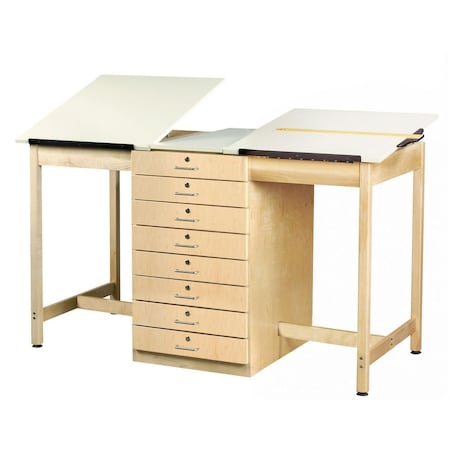 Rectangle Drafting Table, 2 Station, 8 Drawer, 70