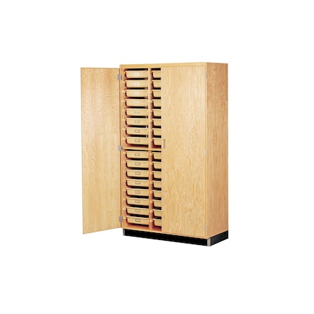 Tote Tray Cabinet, Oak Frame, 48x 22x84