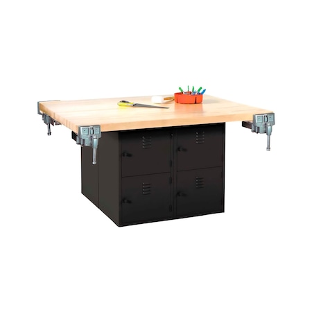 Four Station Workbench, w/Vises Maple Top MPN:WB4BL-4V