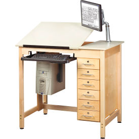 Diversified Spaces Draftsman Drawing Table with 6-Drawers 42