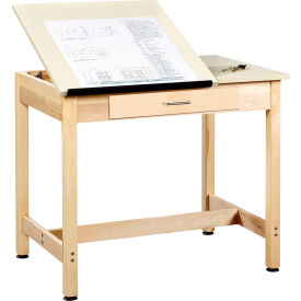 Diversified Spaces Draftsman Drawing Table Flat Fixed Top & Drawer 36