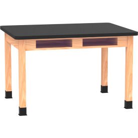 Diversified Spaces PerpetuLab Science Lab Table Laminate Top 48Lx36Wx30H 2 Compartments Red Oak DWI-C717LBBK30E