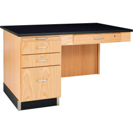 Diversified Spaces Science Instructor Side Desk with Drawers - Oak with Epoxy Top 1146K