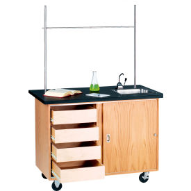 Diversified Spaces Mobile Science Workstation with Drawers - Oak with Chemguard Top 4222K
