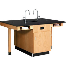 Diversified Spaces 4 Station Science Workstation Center with Cupboard C2616K
