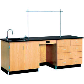 Diversified Spaces Kinectic Instructor Demo Desk with Sink & Epoxy Resin Top Oak Red DWI-1116K
