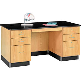Diversified Spaces Kinectic Work Desk with Plastic Laminate Top Oak Red DWI-1131K