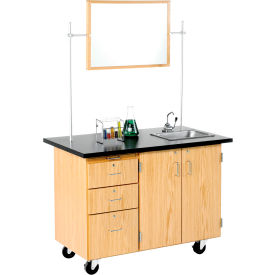 Diversified Spaces Kinectic Mobile Demo Table with Storage & Chemguard Top Oak Red DWI-4332K