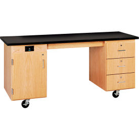 Diversified Spaces Kinectic ADA Mobile Lab Station with Flat Chemguard Top Oak Red DWI-4352KF