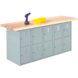 Diversified Spaces Wall Island Workbench 9 Horizontal Lockers 72