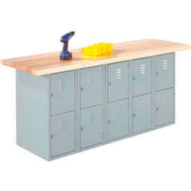 Diversified Spaces Wall Island Workbench 15 Horizontal Lockers 96