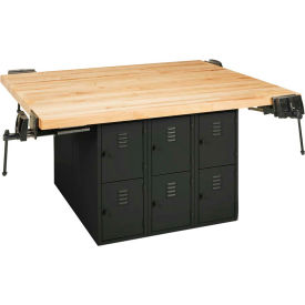 Diversified Spaces 4 Station Workbench 4 Vises 12 Vertical Lockers 64