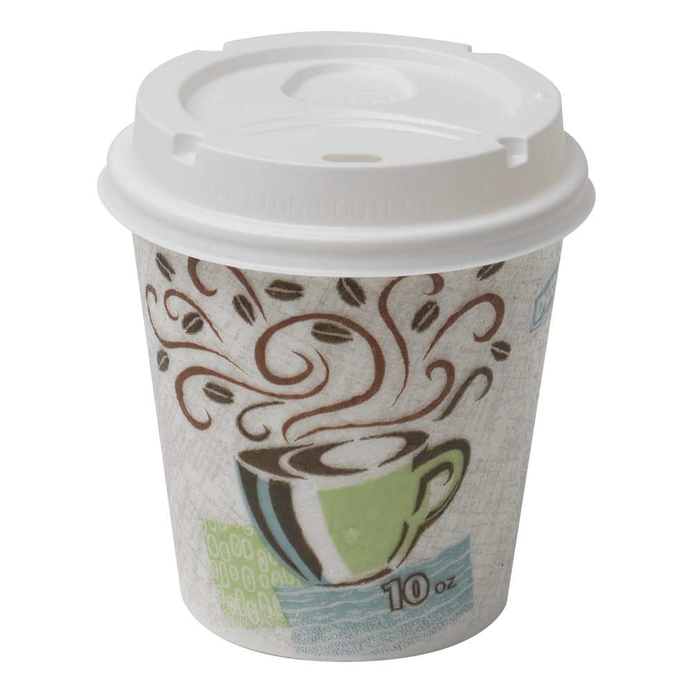 Dixie PerfecTouch Hot Cups And Lids, 10 Oz., White, Pack Of 50 MPN:5310COMBO600