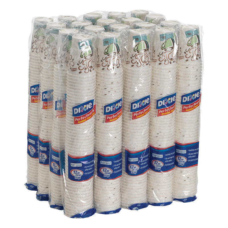 Dixie PerfecTouch Insulated Paper Hot Cups, 12 oz, Coffee Haze, 1000 Count (50 Cups Per Pack, 20 Packs Per Case) MPN:5342CD