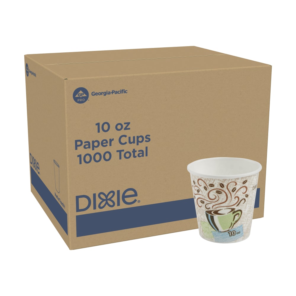Dixie PerfecTouch Paper Coffee Cups, 10 Oz, Coffee Haze Design, 1, 000 Count (50 Cups Per Sleeve, 20 Sleeves Per Case) MPN:92959