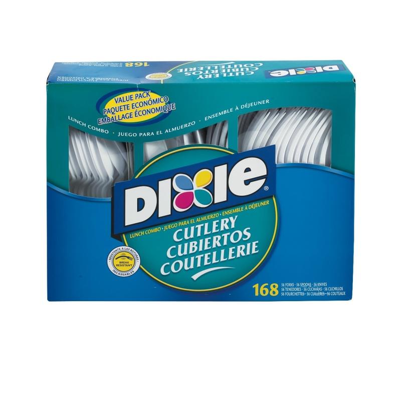 Dixie Heavy-Weight Plastic Cutlery Combo Box, White, Box Of 168 MPN:CM168