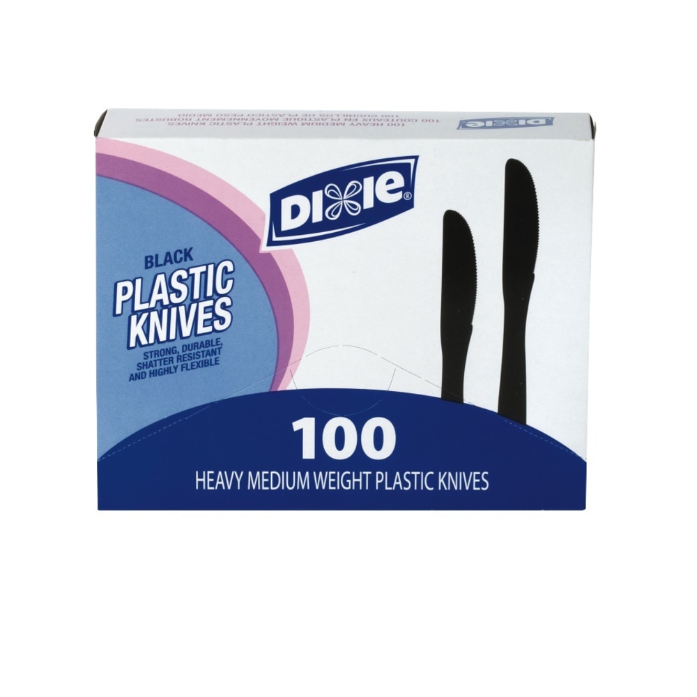 Dixie Medium-Weight Utensils, Knives, Black, Box Of 100 MPN:KM507