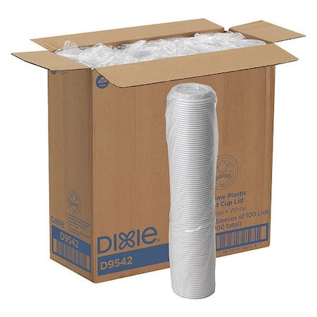 Lid for 12 to 20 oz. Hot Cup, Dome, Sip Through, White, Pk1000 MPN:D9542