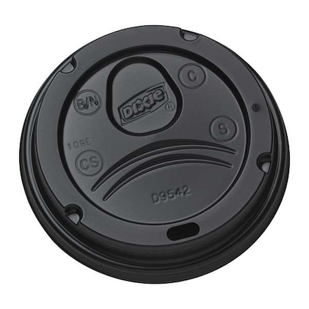 Lid for 12 to 20 oz. Hot Cup, Dome, Sip Through, Black, Pk1000 MPN:D9542B