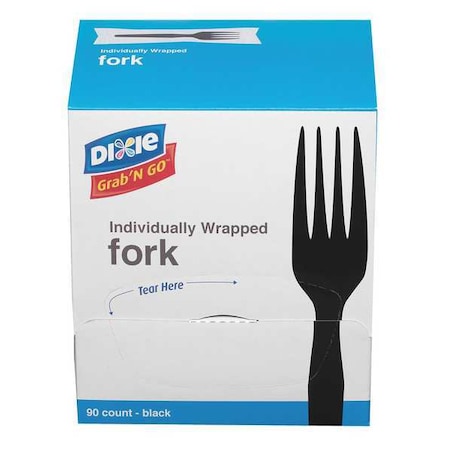 Wrapped Disposable Fork, Black, Medium Weight, PK90 Per Box, 540PK MPN:FM5W540
