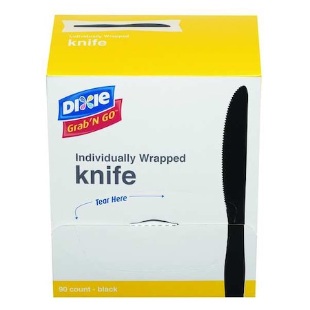 Wrapped Disposable Knife, Black, Medium Weight, PK90 MPN:KM5W540