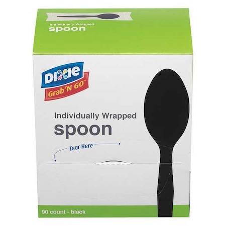 Wrapped Disposable Spoon, Black, Medium Weight, PK90, 6PK per Case, 540PK MPN:TM5W540