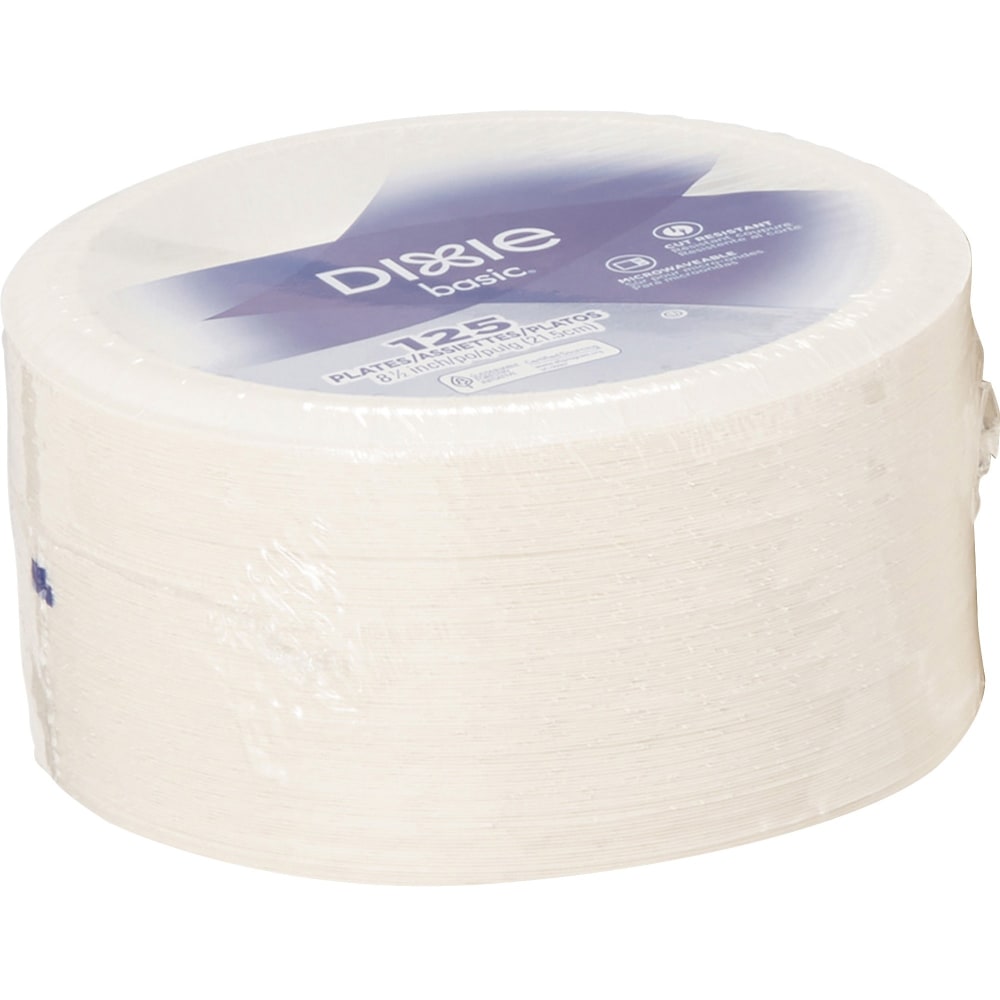 Dixie Basic 8-1/2in Lightweight Paper Plates by GP Pro - Microwave Safe - 8.5in Diameter - White - Paper Body - 125 / Pack MPN:DBP09W